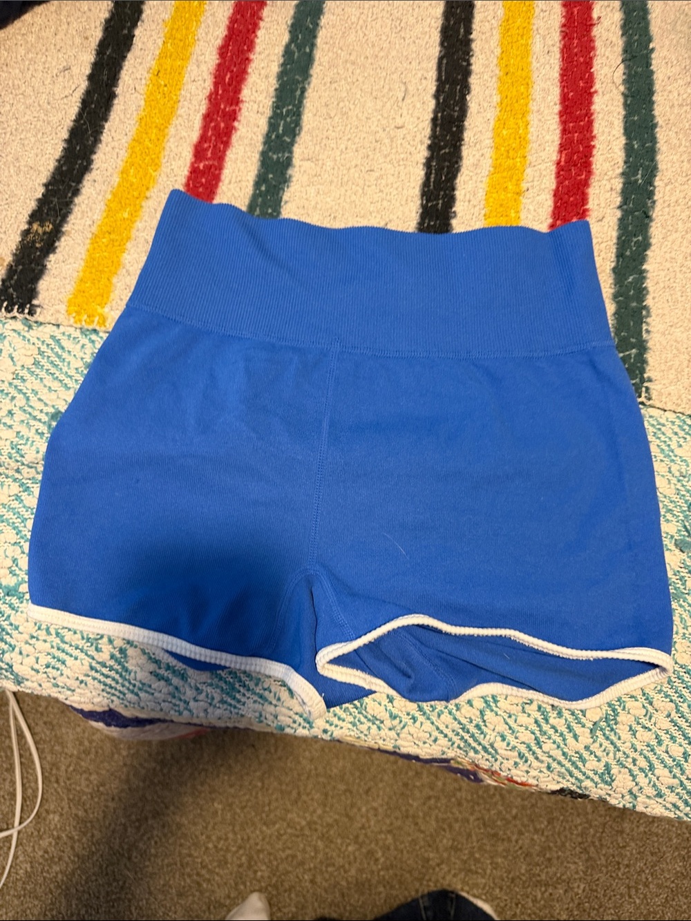Blue Women's Stretch High-Waist Athletic Shorts